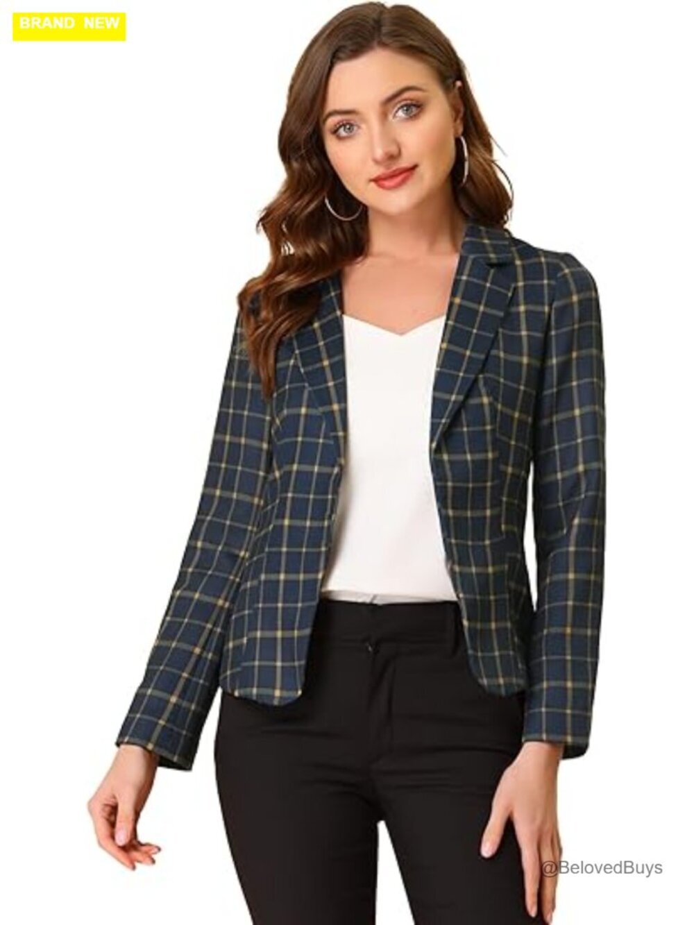Women's Blazer Stretch Lapel Collar Long Sleeve Office Suit Jacket
